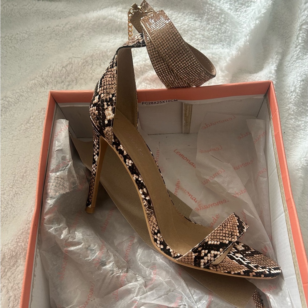 Lemon Snake Print High Heels
